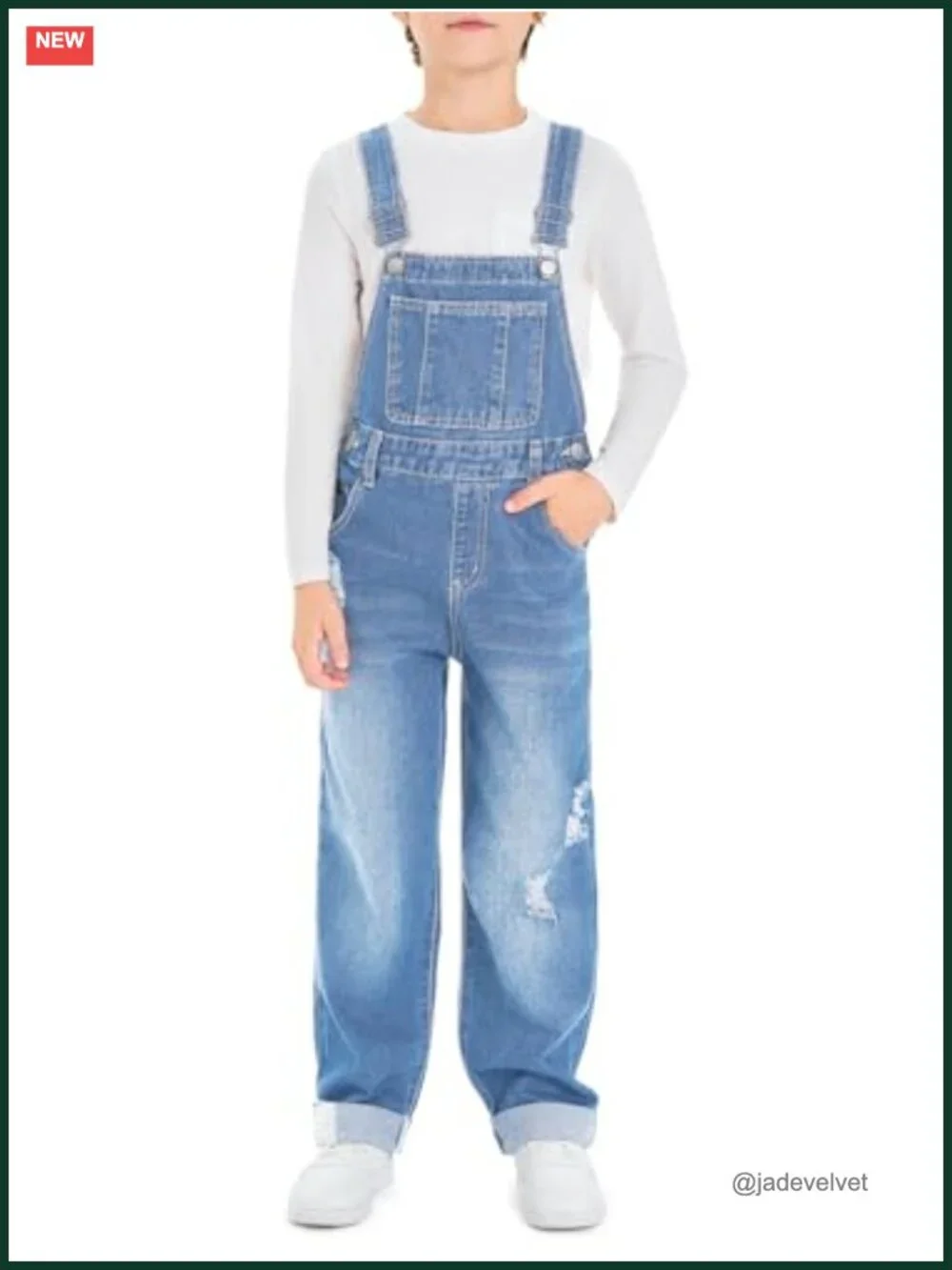 Boys Denim Bib Overalls with Adjustable Straps Tool Pockets